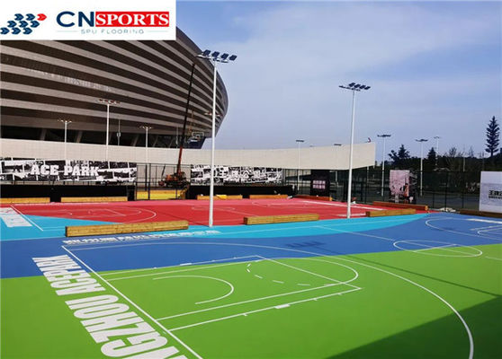 Liquid Coating SPU Flooring , Synthetic Indoor Rubber Basketball Court