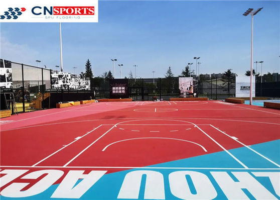 Liquid Coating SPU Flooring , Synthetic Indoor Rubber Basketball Court